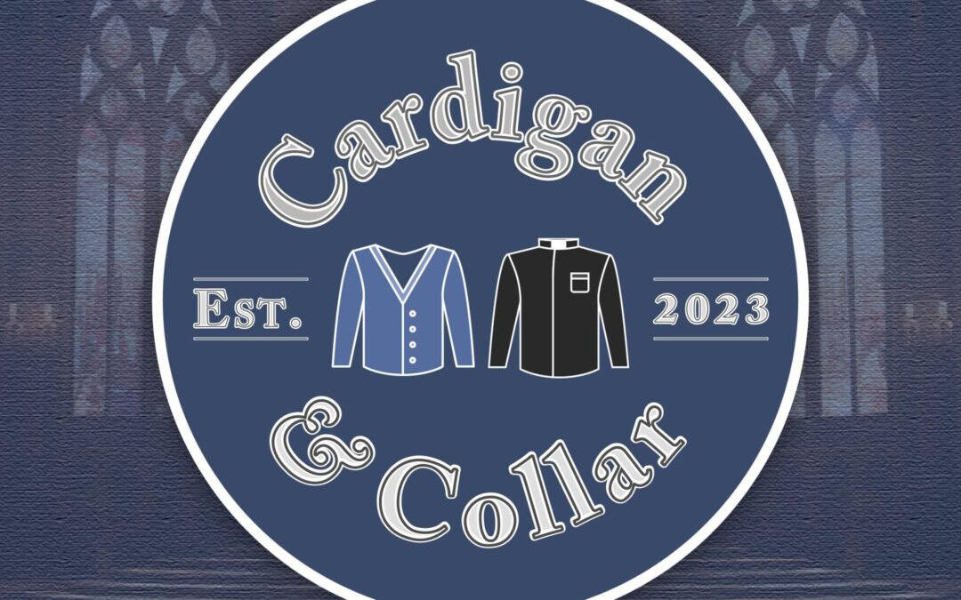 Podcast cover for "Cardigan & Collar," North American Lutheran Seminary, established 2023. Features theological conversations for enriching pastoral ministry.